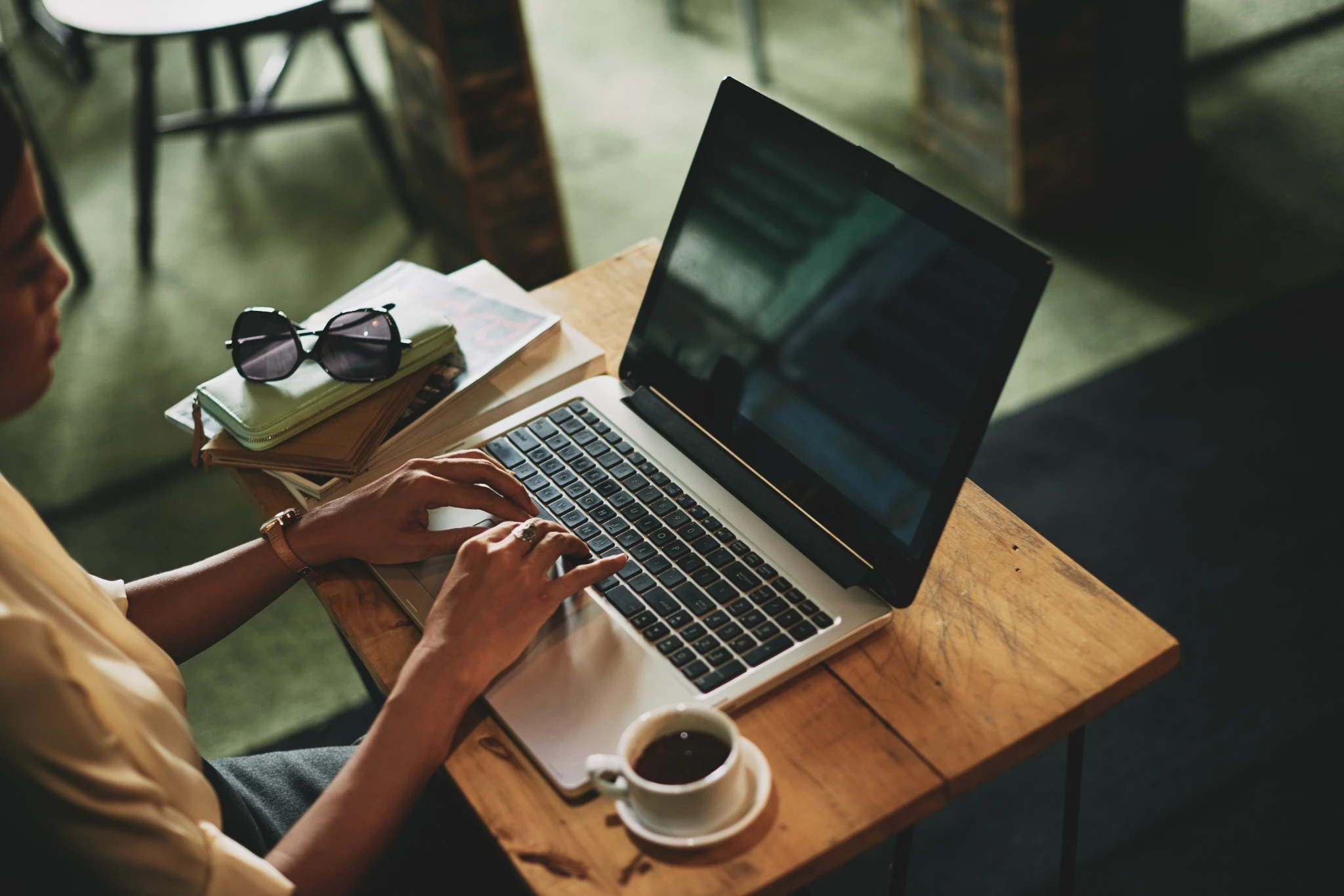 Digital marketing strategist working on laptop